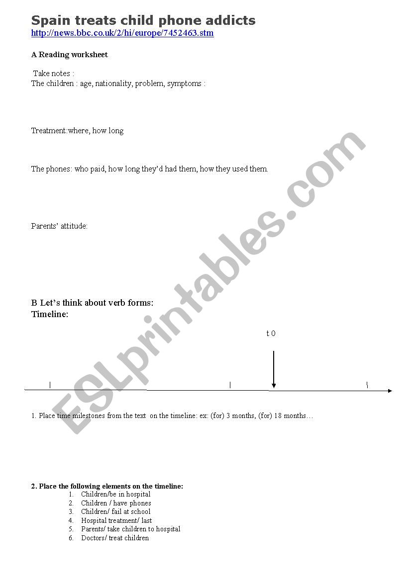 mobile addict children worksheet