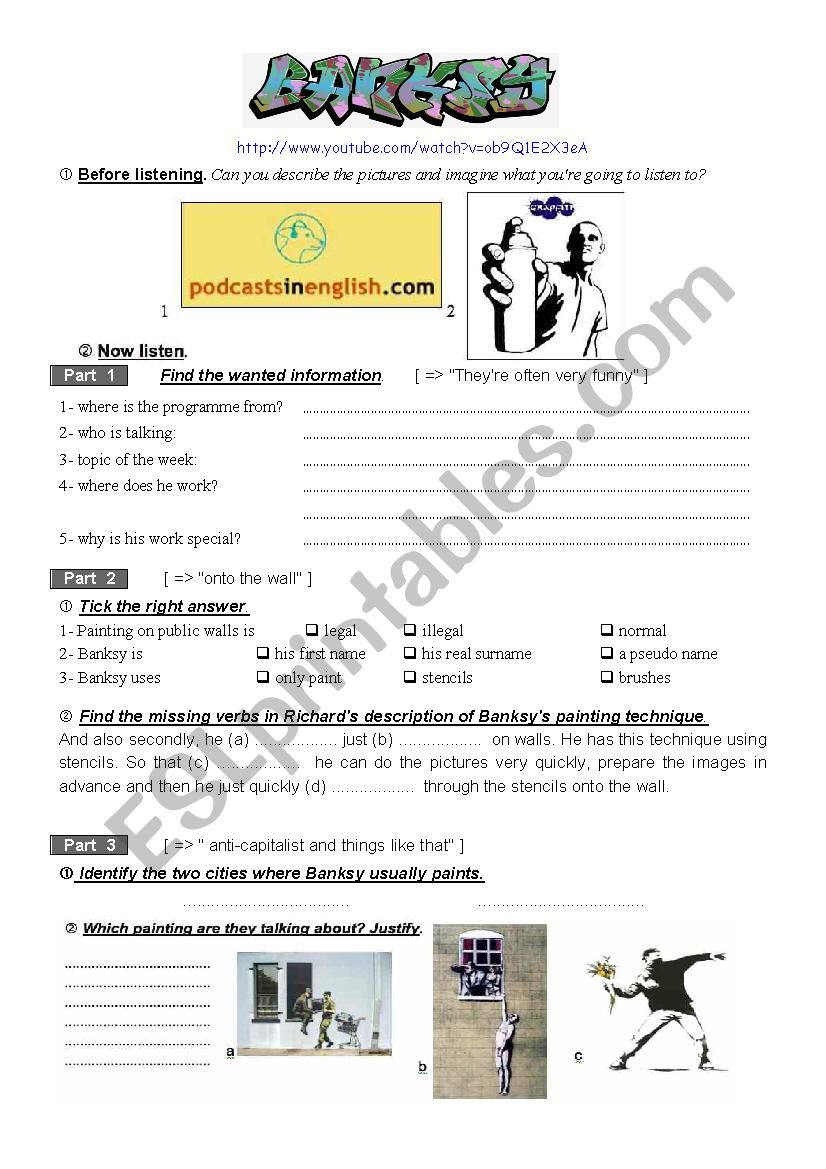 BANKSY - listening worksheet