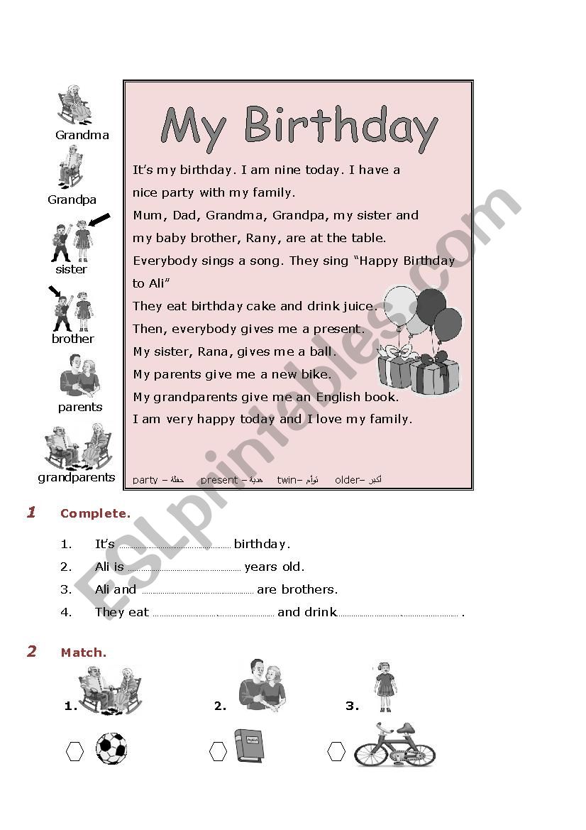 My birthday worksheet