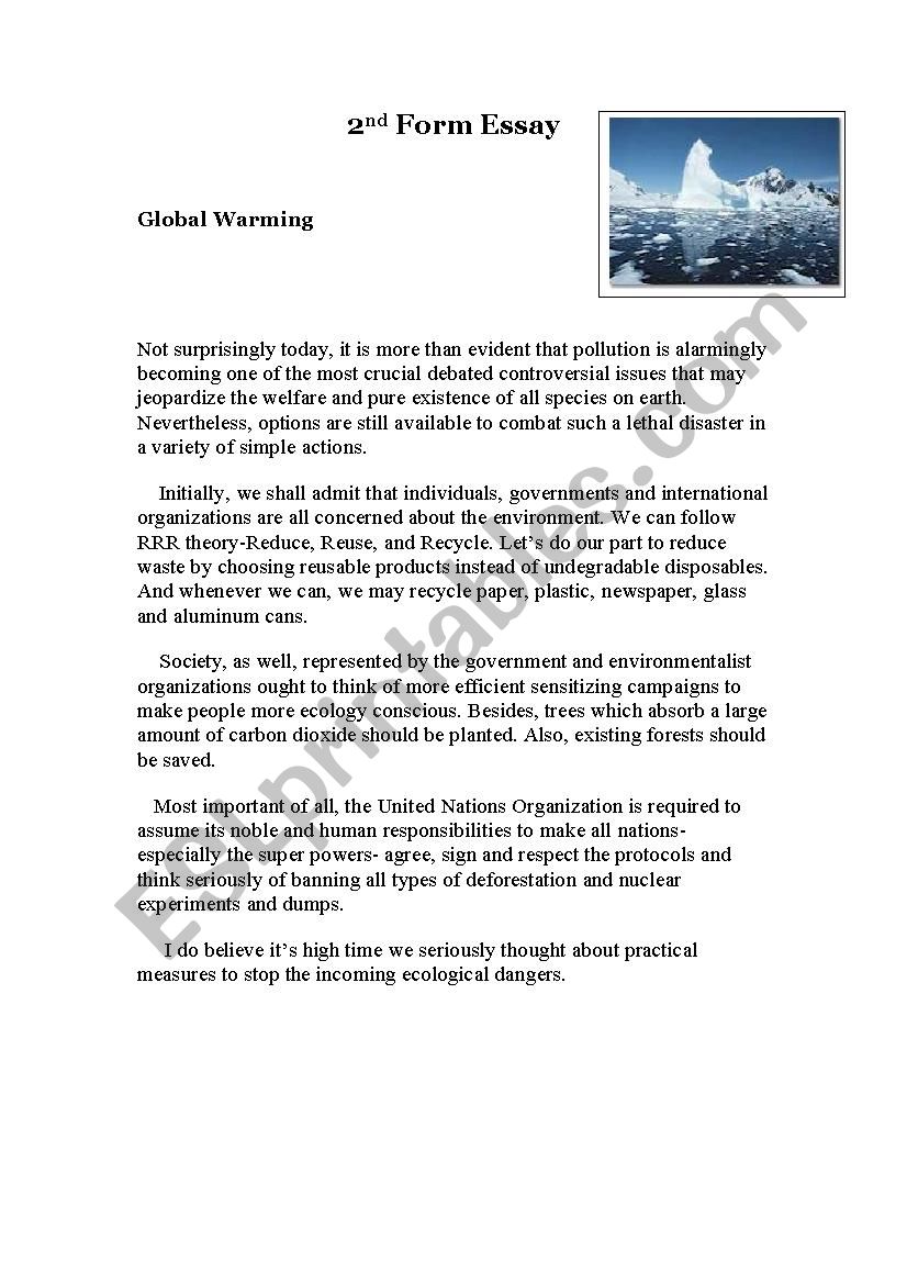 global warming worksheet