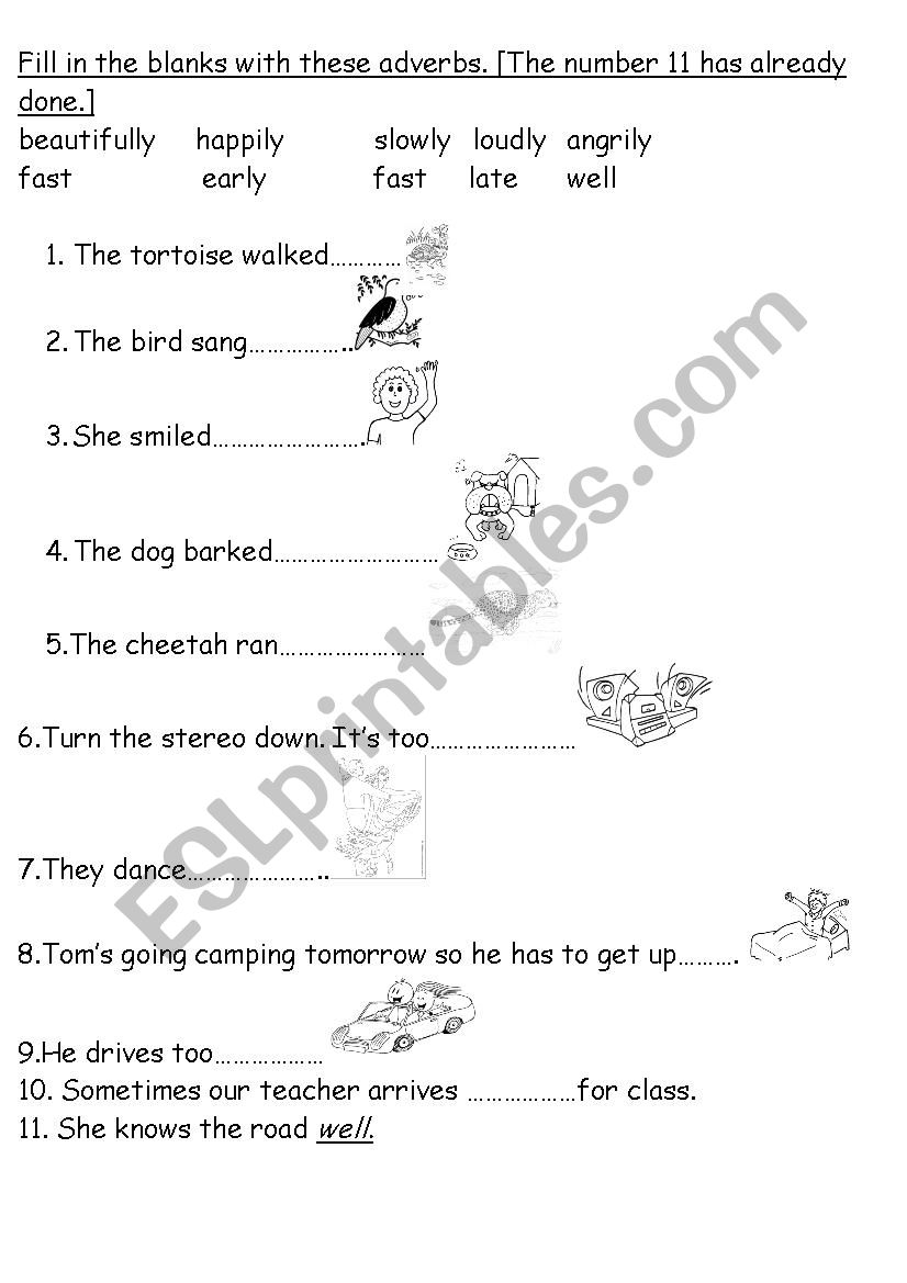 Adverbs worksheet