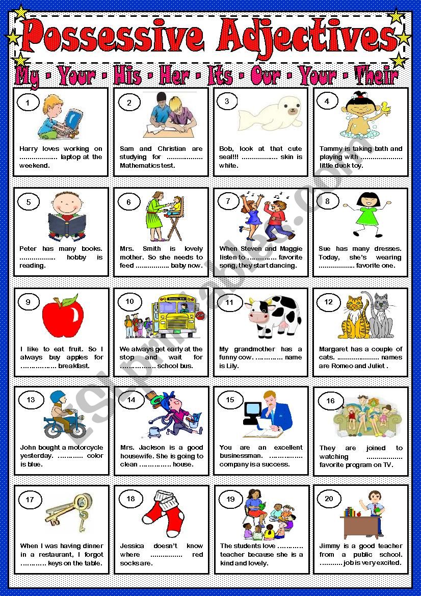 POSSESSIVE ADJECTIVES worksheet