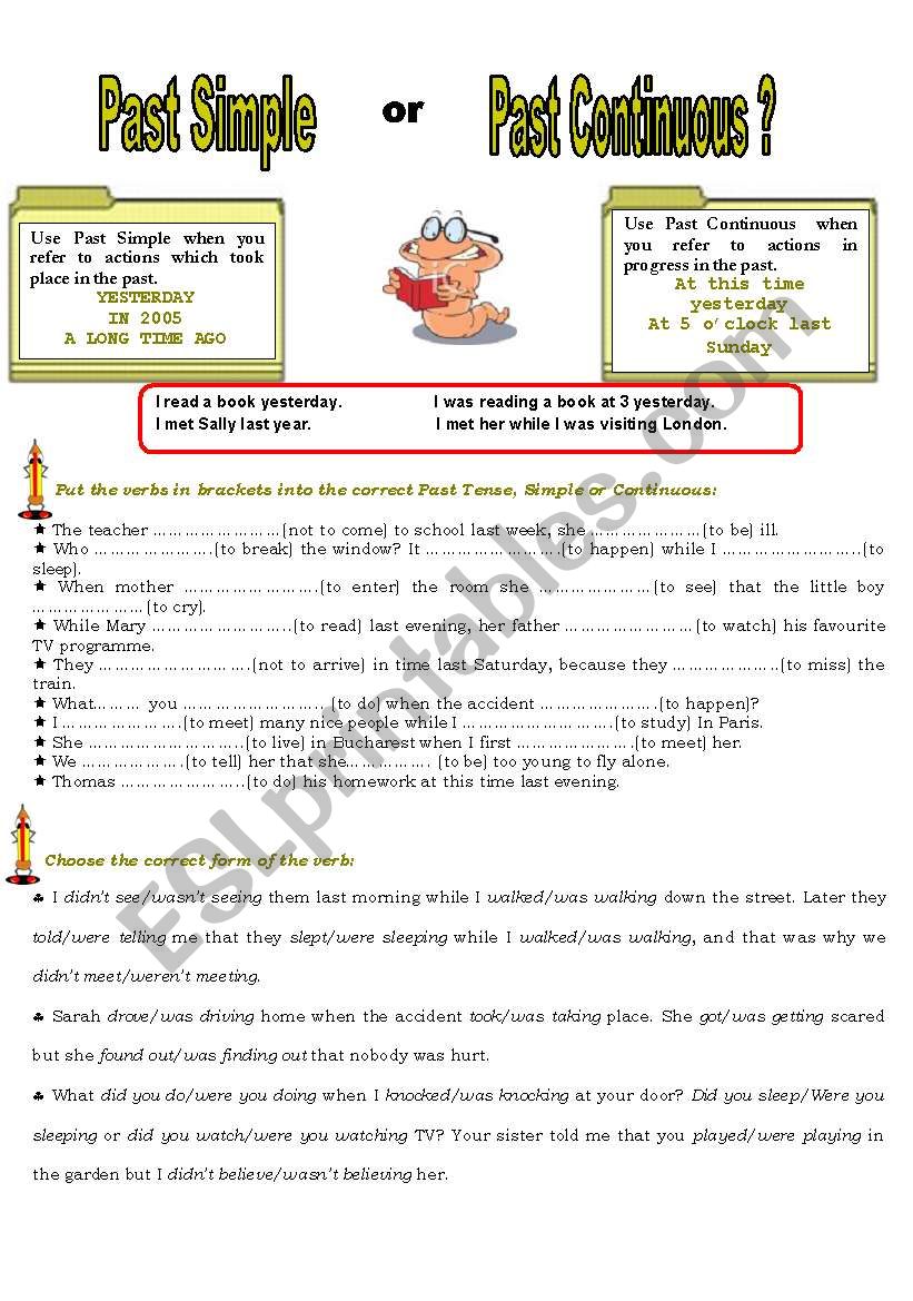 Past Simple or Continuous worksheet