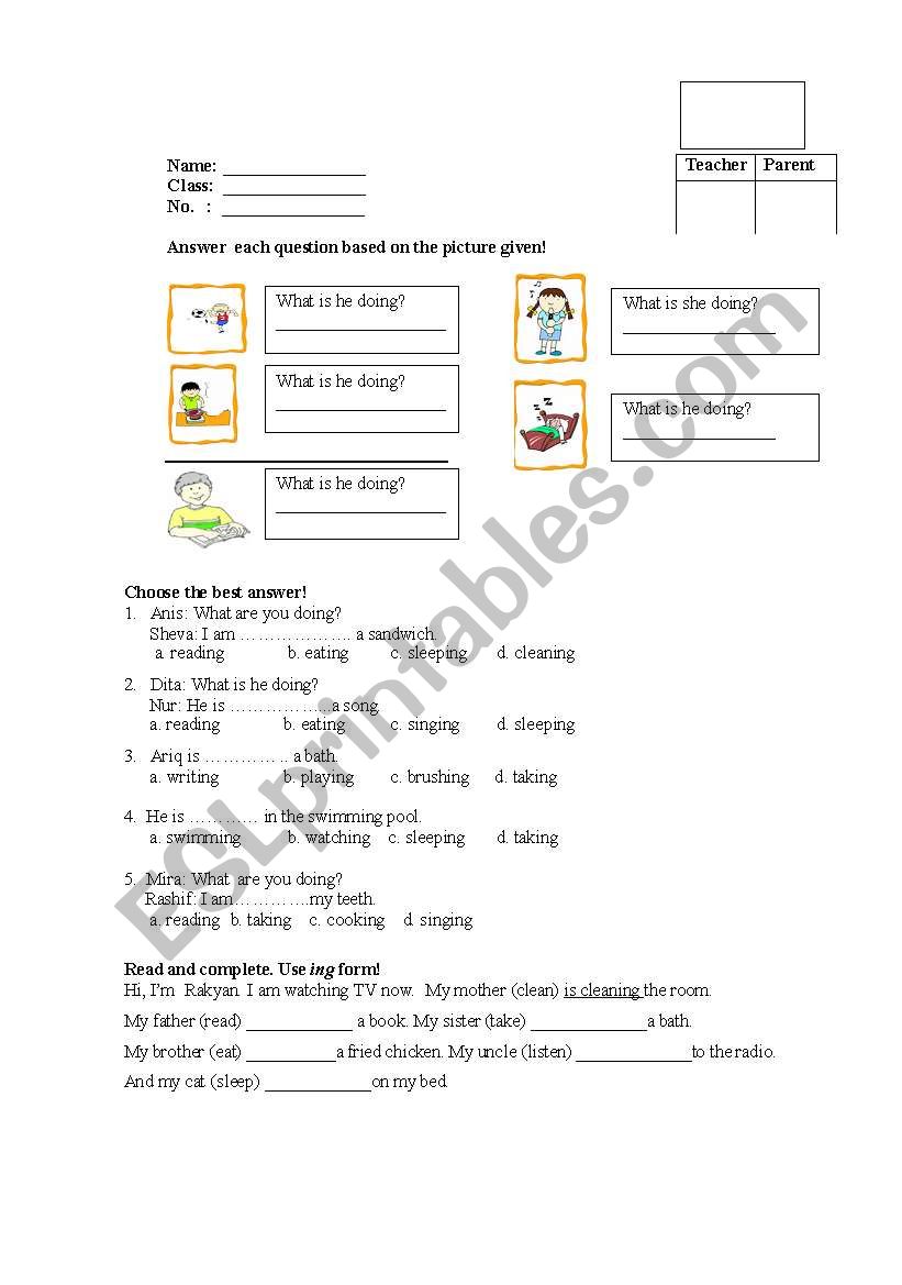 What is he doing? worksheet