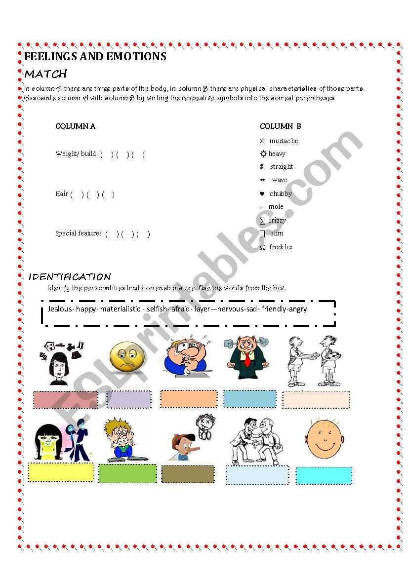 Peoples Description worksheet