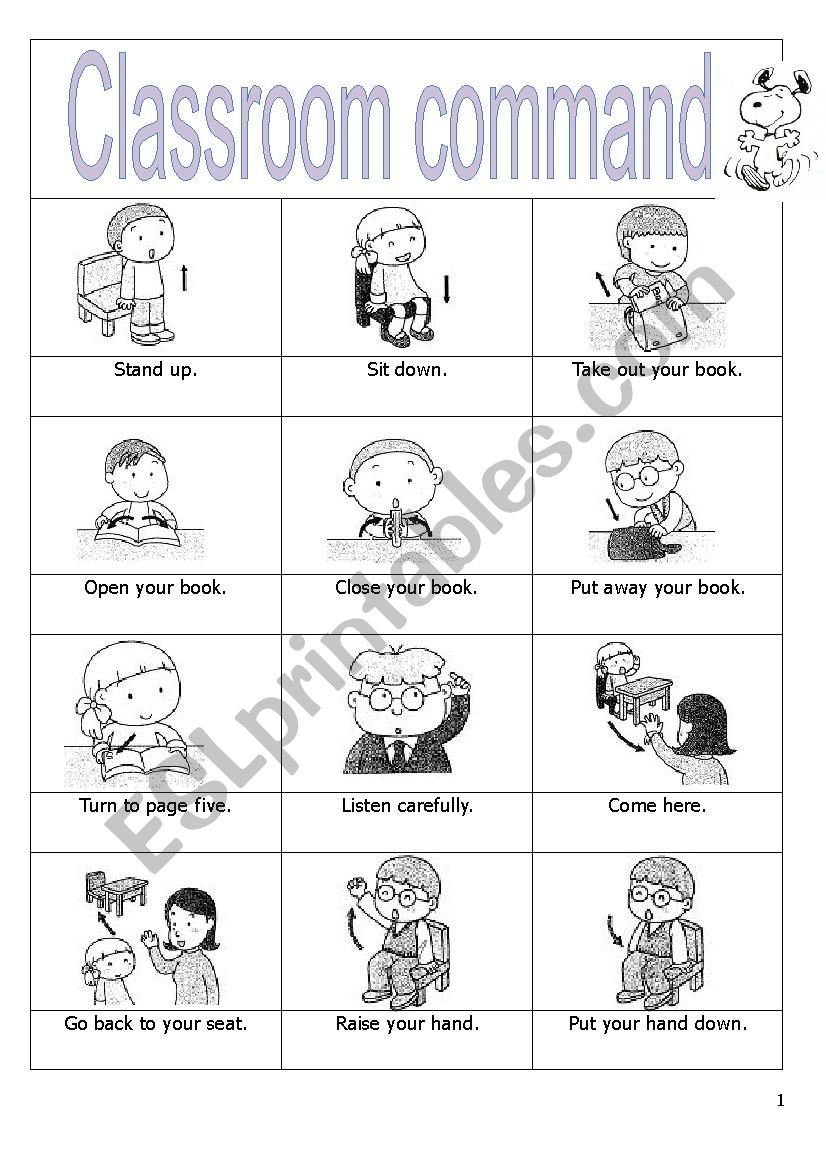 Classroom commands worksheet