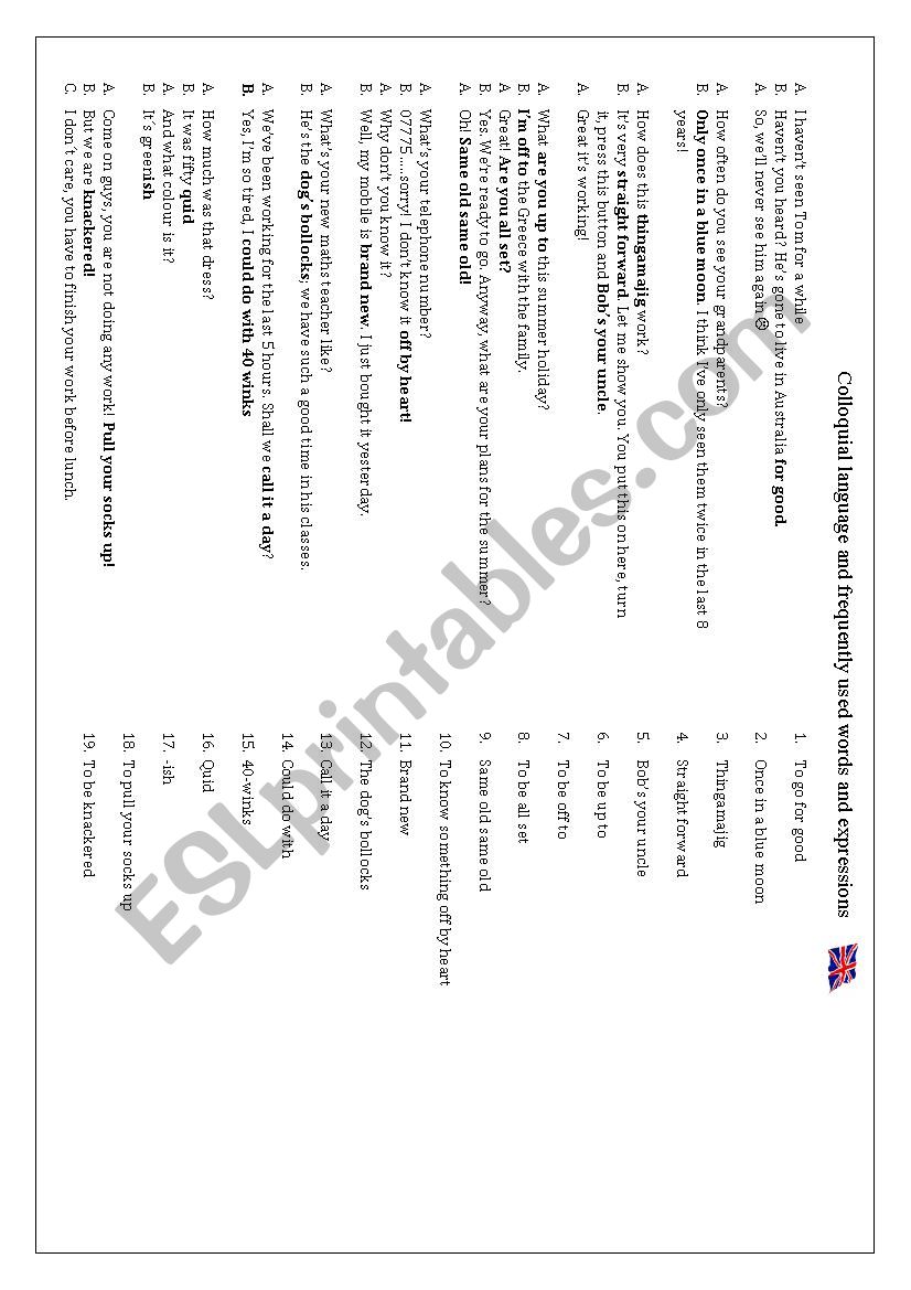 British English - Common words and expressions