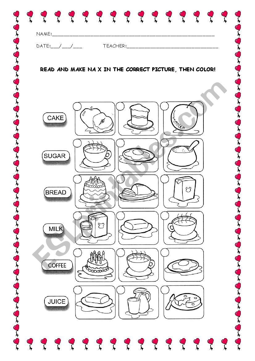 Food worksheet