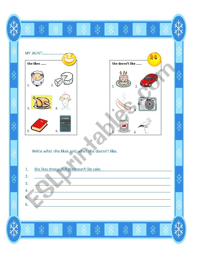 My aunt worksheet