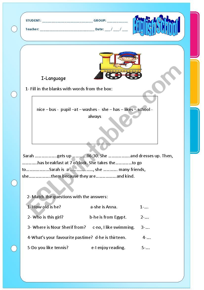 English test worksheet