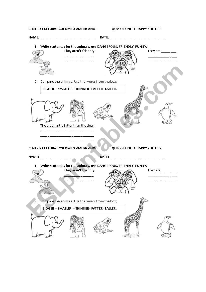 Comparatives worksheet