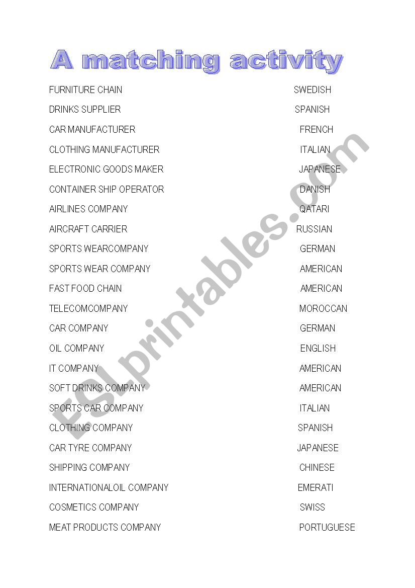                        companies and nationalities