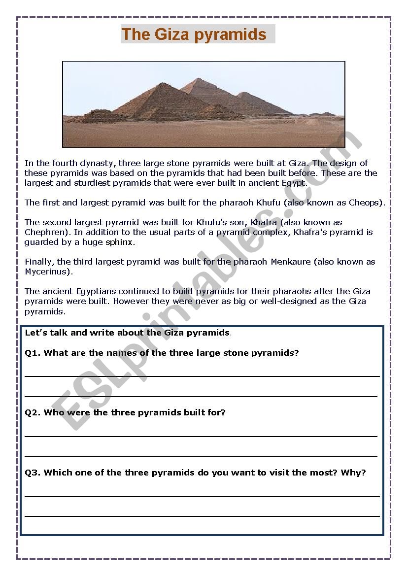 The Giza Pyramids worksheet
