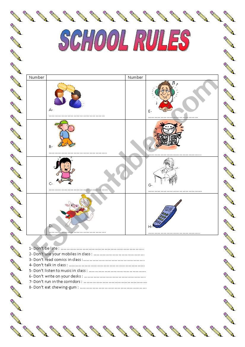 School Rules worksheet