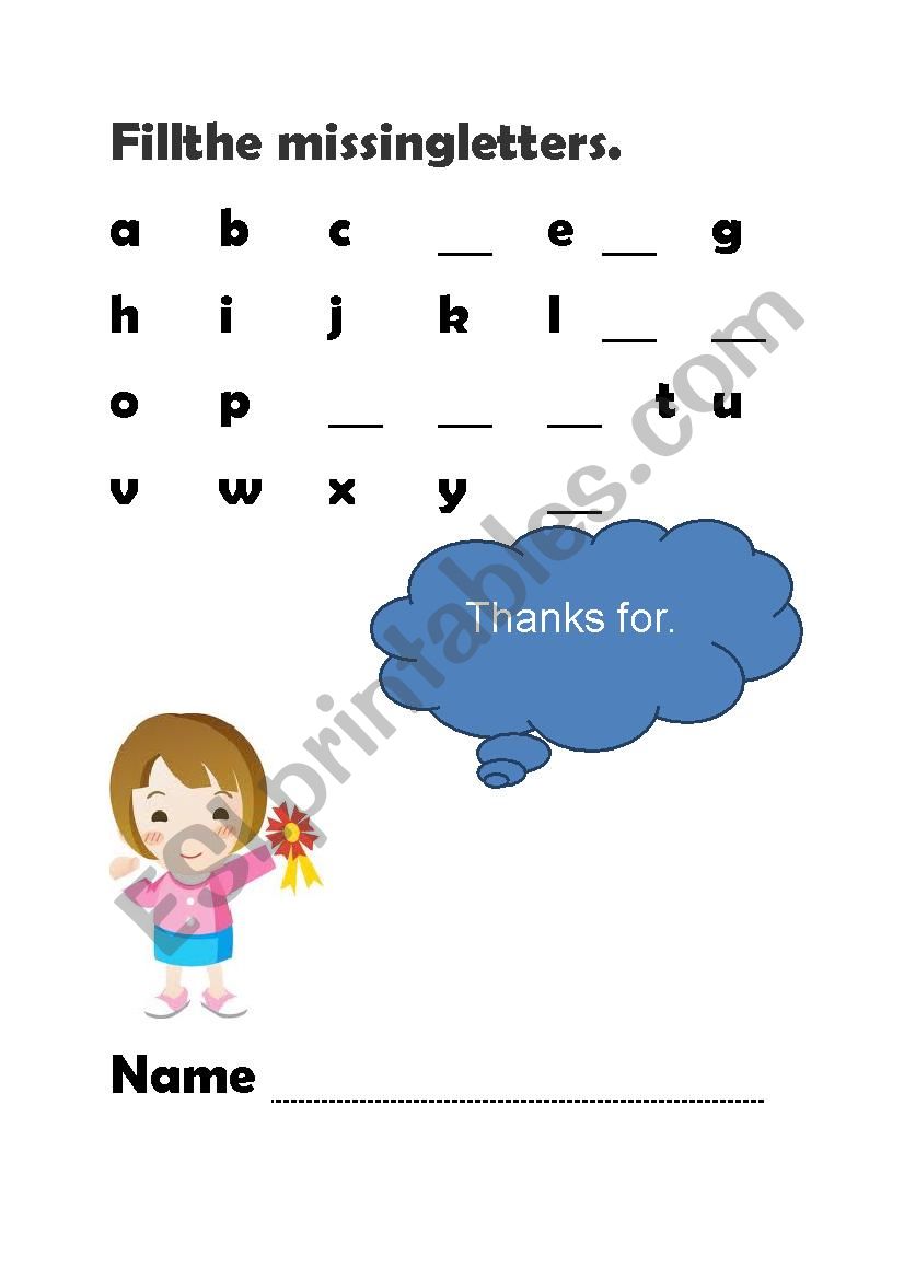 Fill the missing letters worksheet