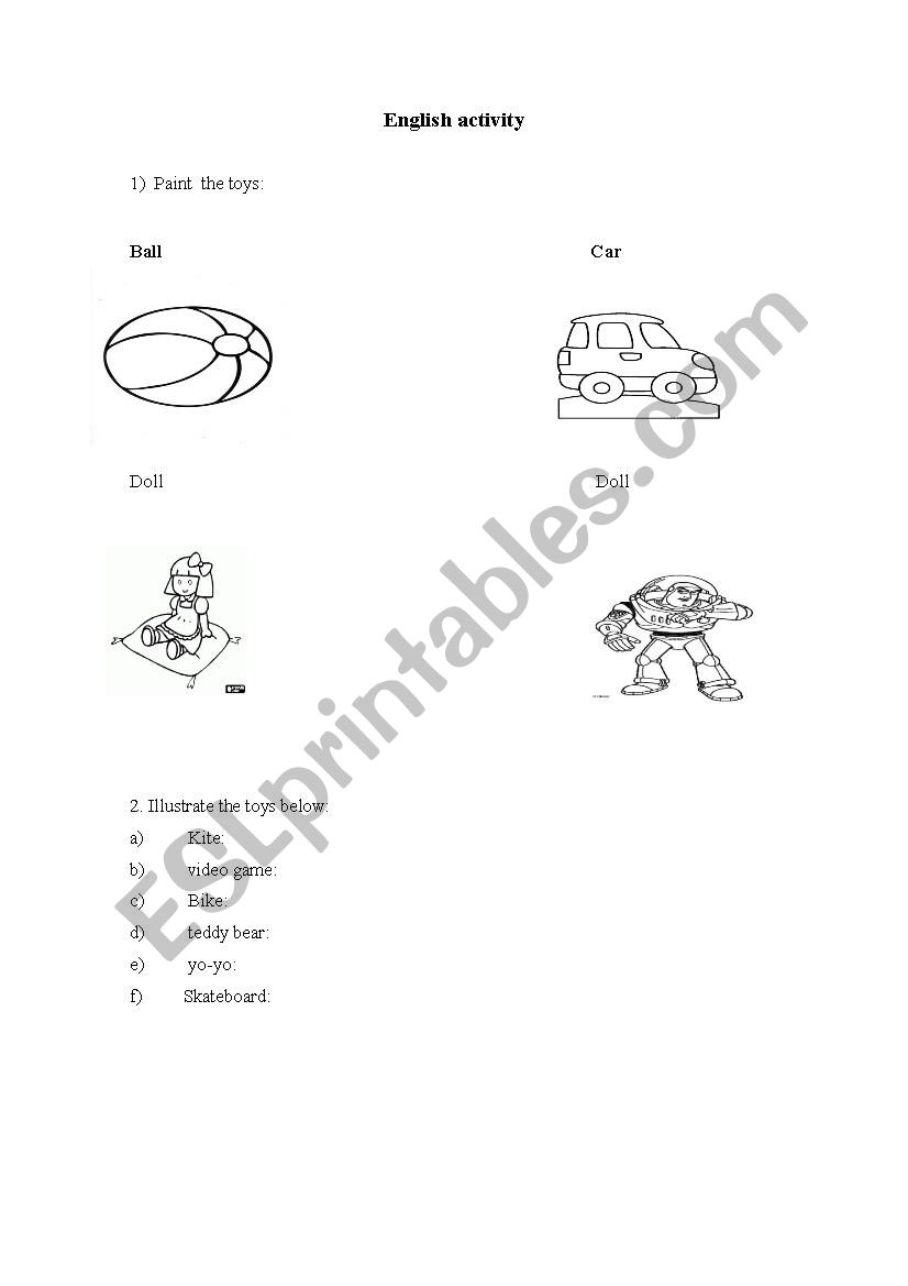 Toys worksheet