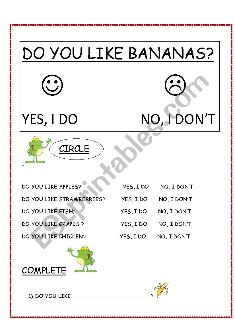 Do you like...? worksheet