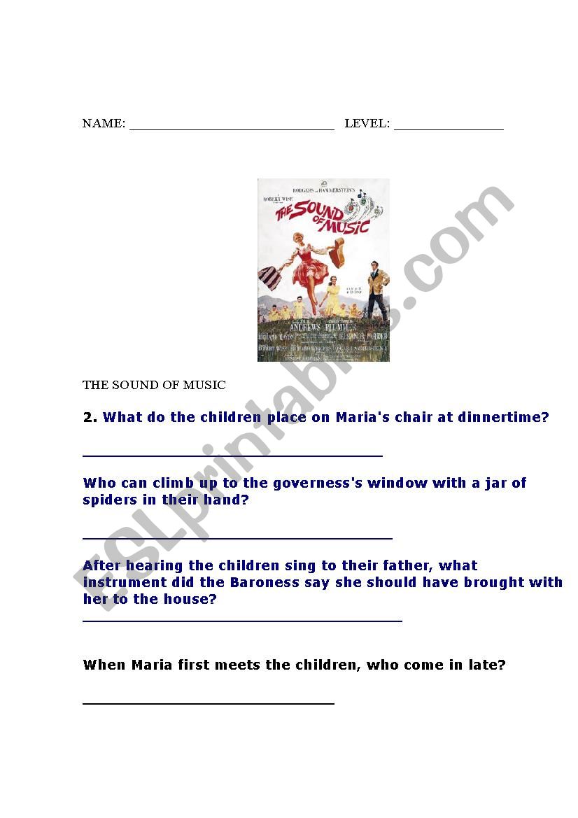 The Sound Of Music. worksheet