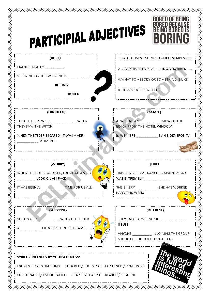 Esl Participial Adjectives Worksheets