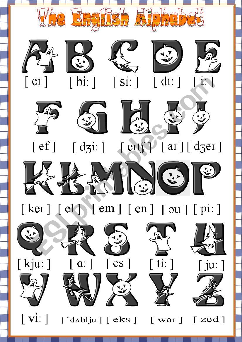 The English Halloween Alphabet Poster