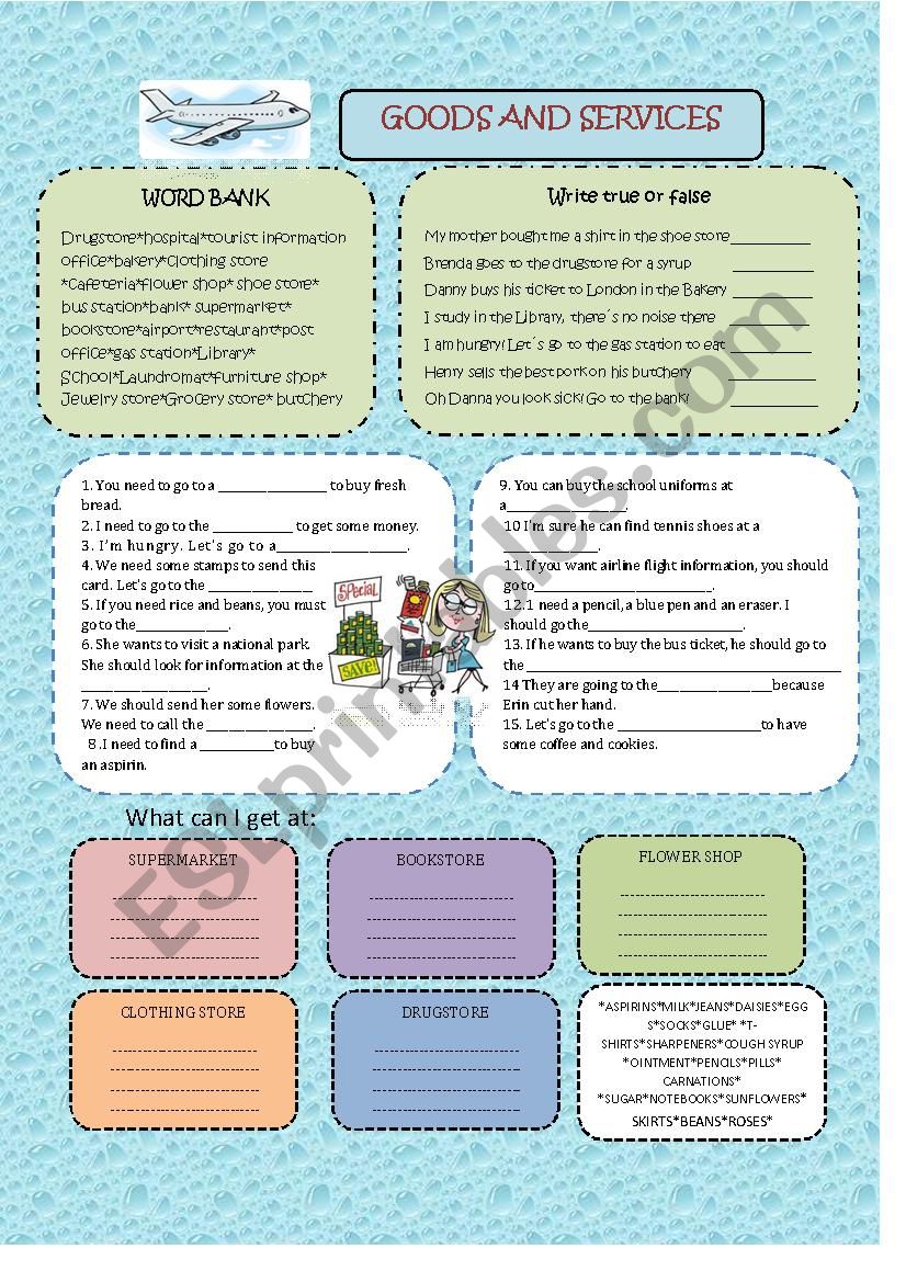 GOODS AND SERVICES worksheet