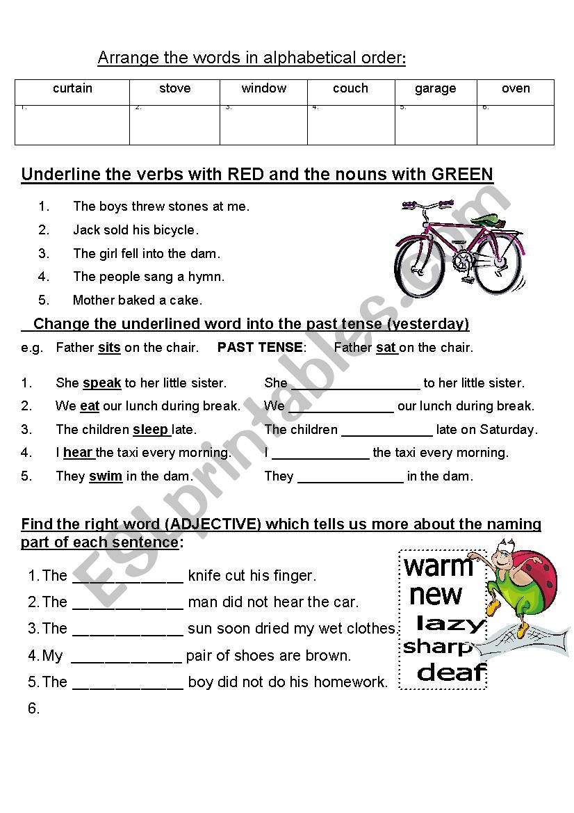 English Literacy worksheet worksheet