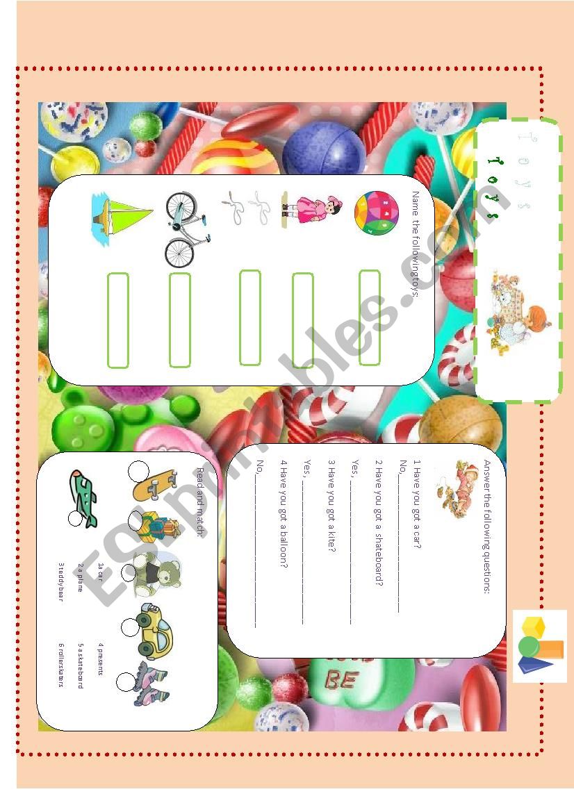 Toys worksheet