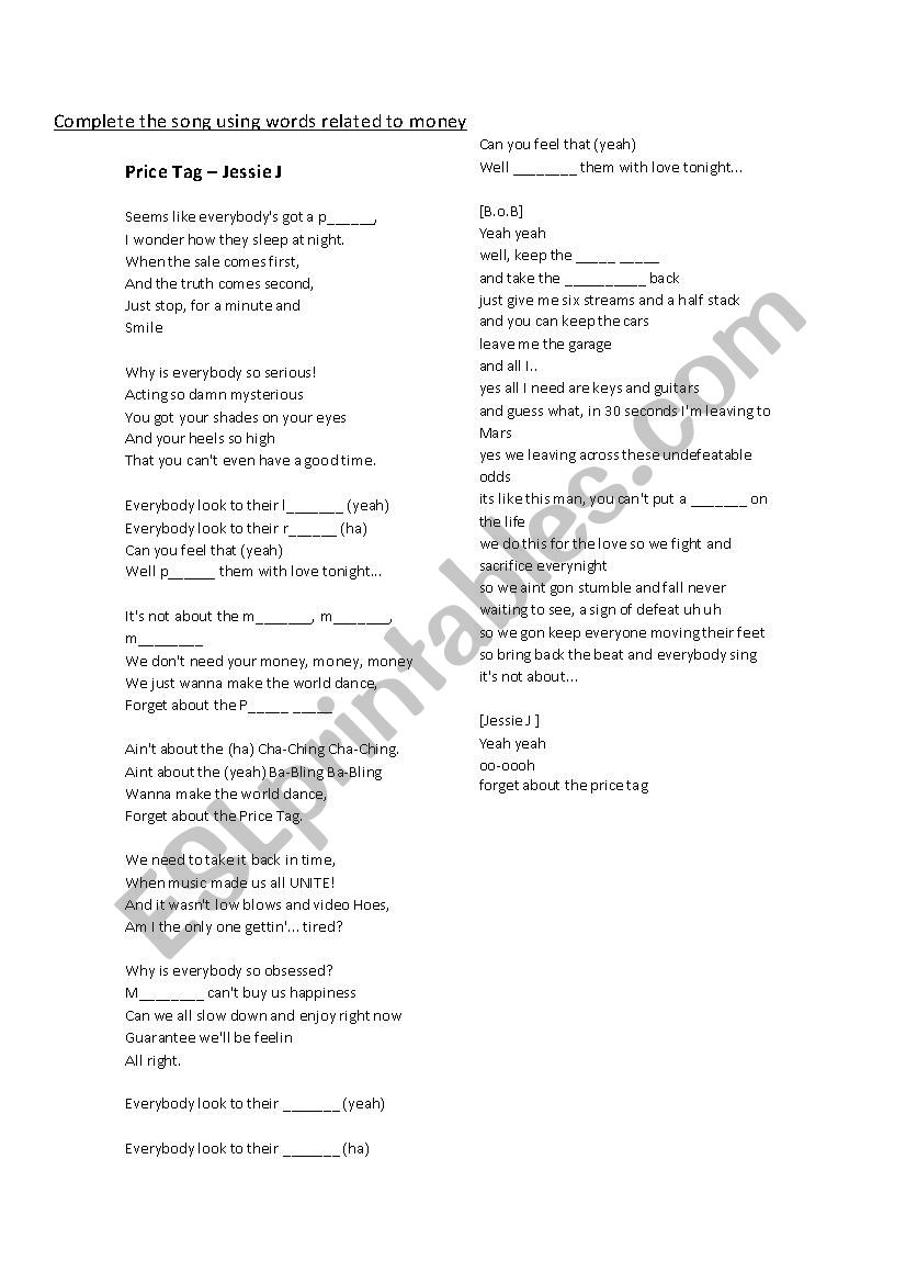 Price Tag ESL Worksheet By Dluna price-tag-esl-worksheet-by-dluna