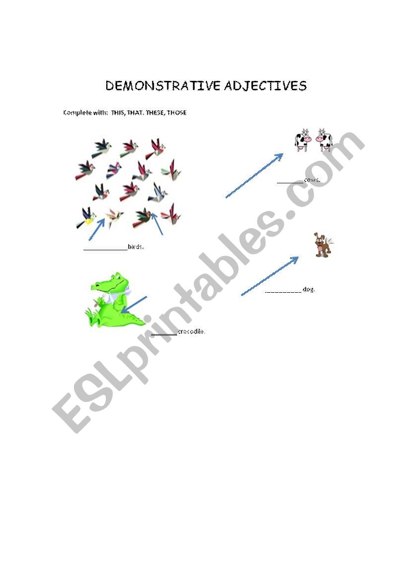 demonstratives worksheet