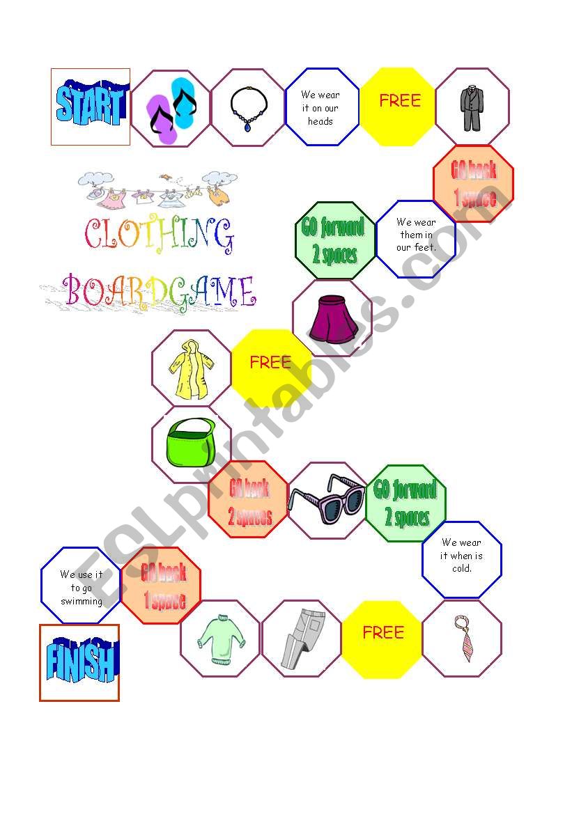 Clothing Boardgame worksheet