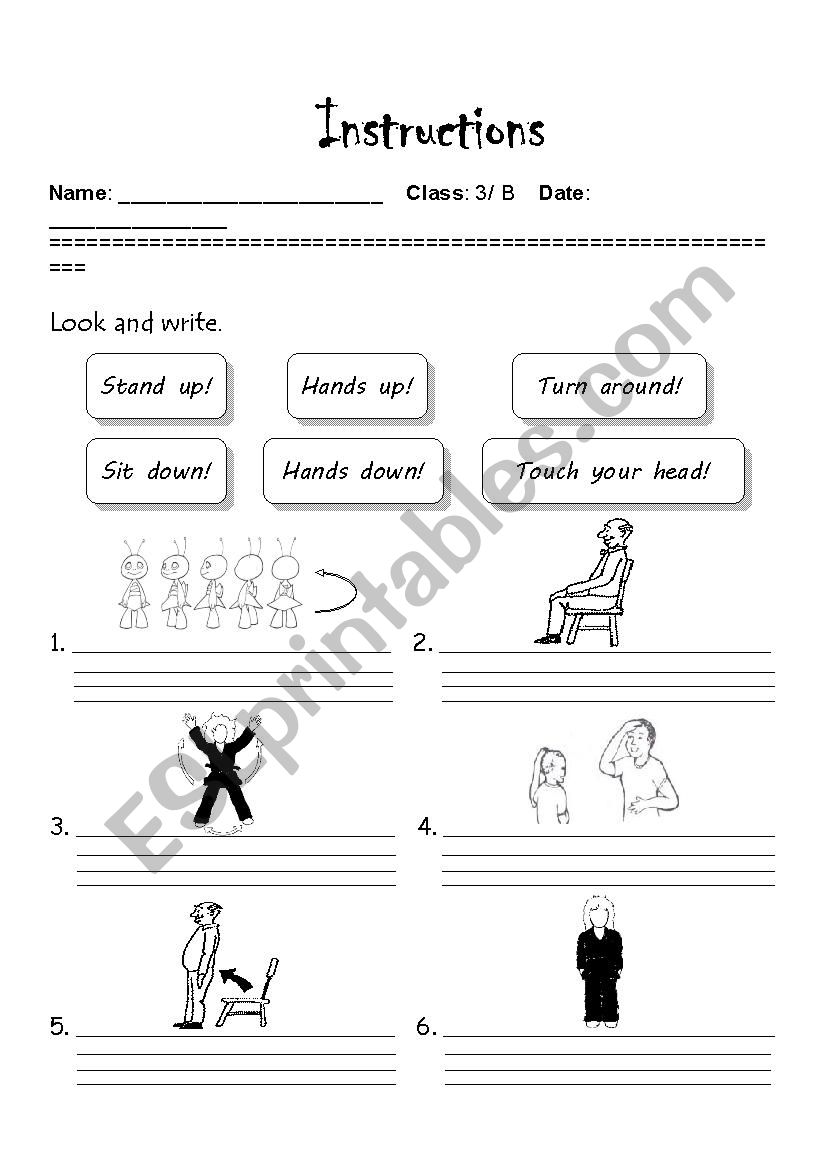Instructions worksheet