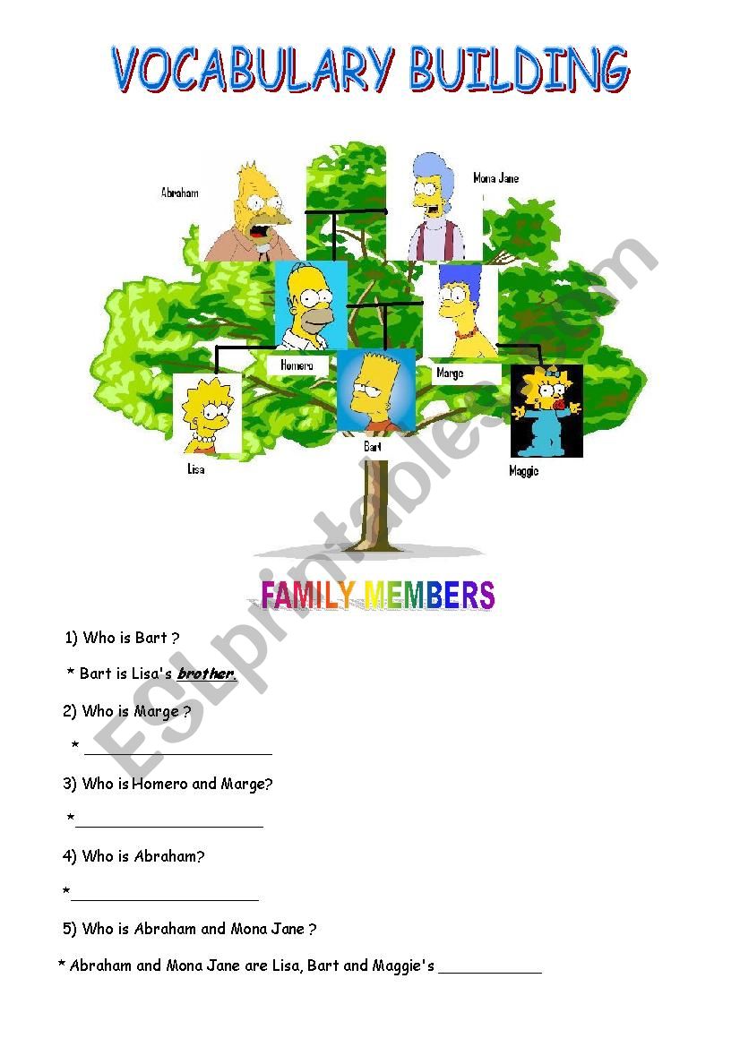 FAMILY TREE worksheet