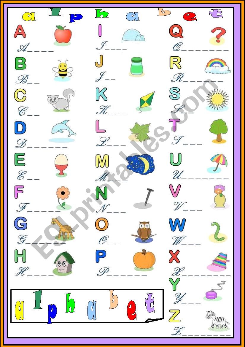 alphabet words worksheet
