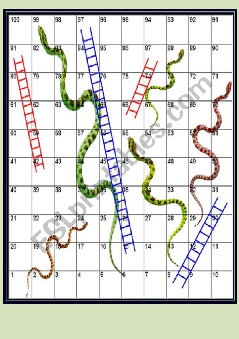 Snakes and Ladders: revision game beginner/elementary adult students