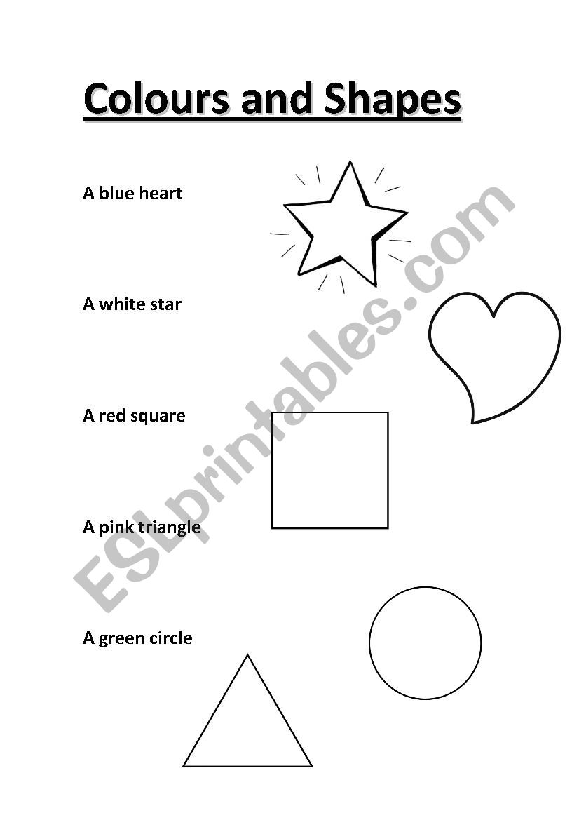 Colours and shapes worksheet