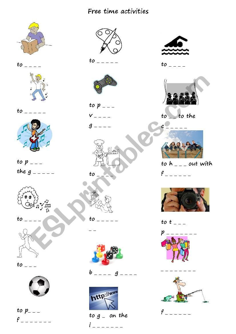 Free time activities worksheet