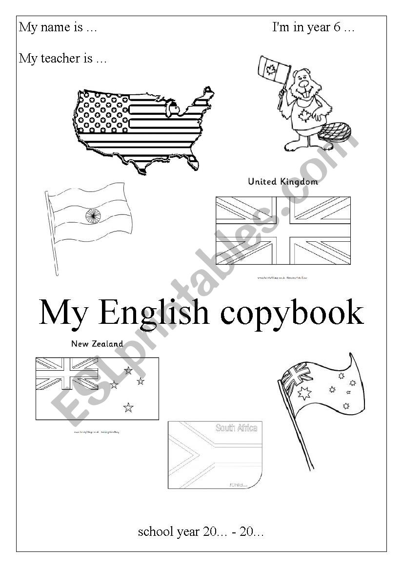 my English copybook worksheet