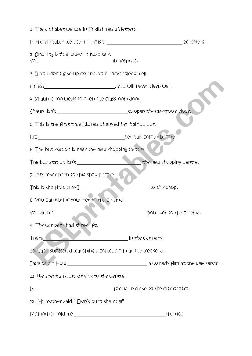 REWRITE worksheet