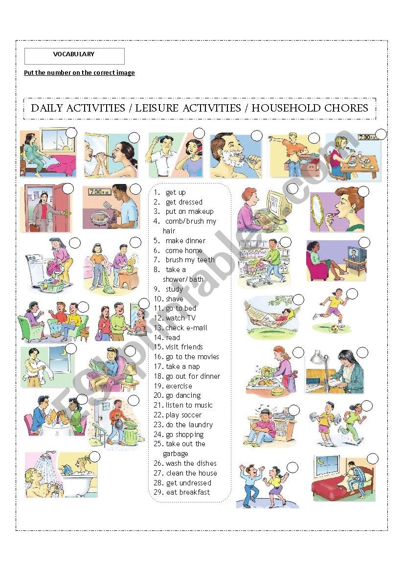 Daily activities / Leisure activities / Household chores! Editable!