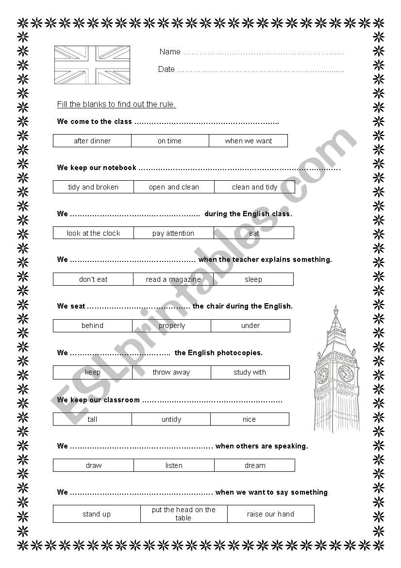 crazy rules 1 worksheet