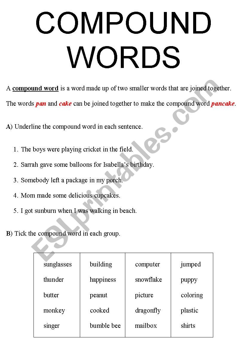 Compound Words worksheet