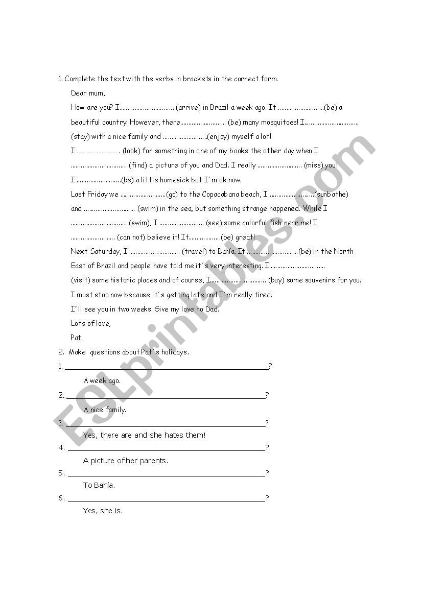 MIXED TENSES  worksheet