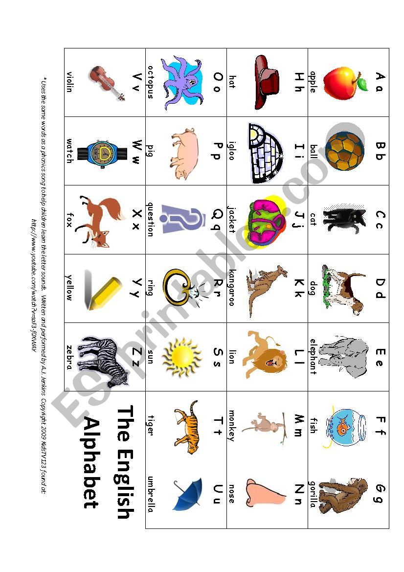 Alphabet with pictures  worksheet