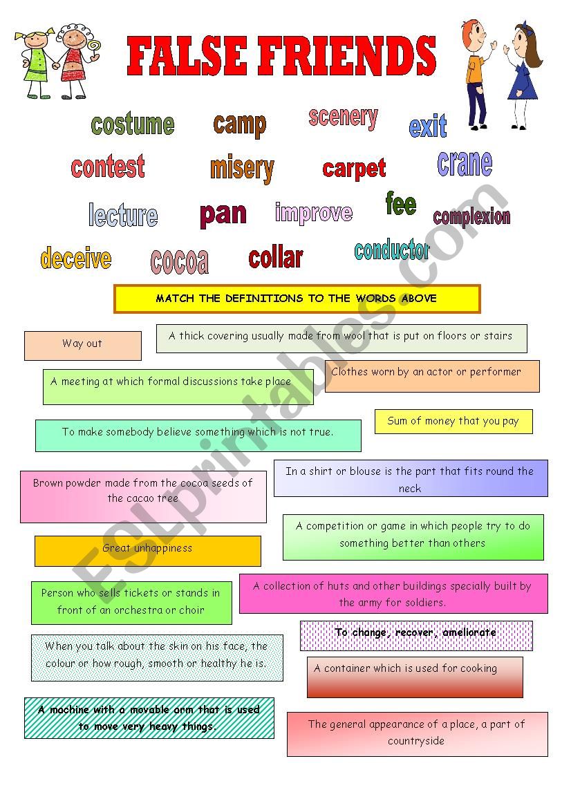 FALSE FRIENDS worksheet