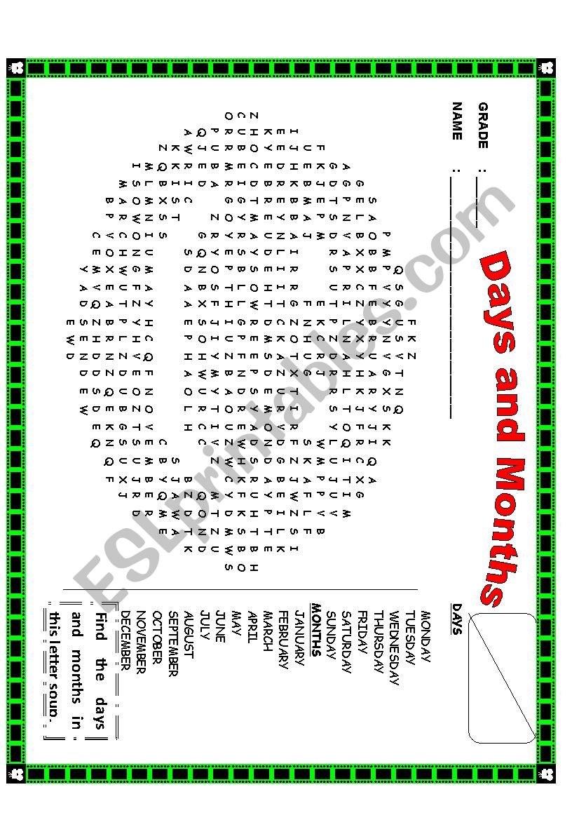 DAYS & MONTHS worksheet