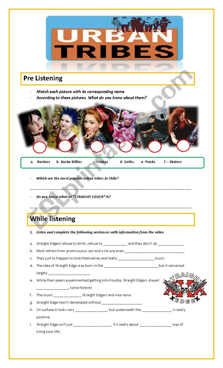 Listening on URBAN TRIBES worksheet