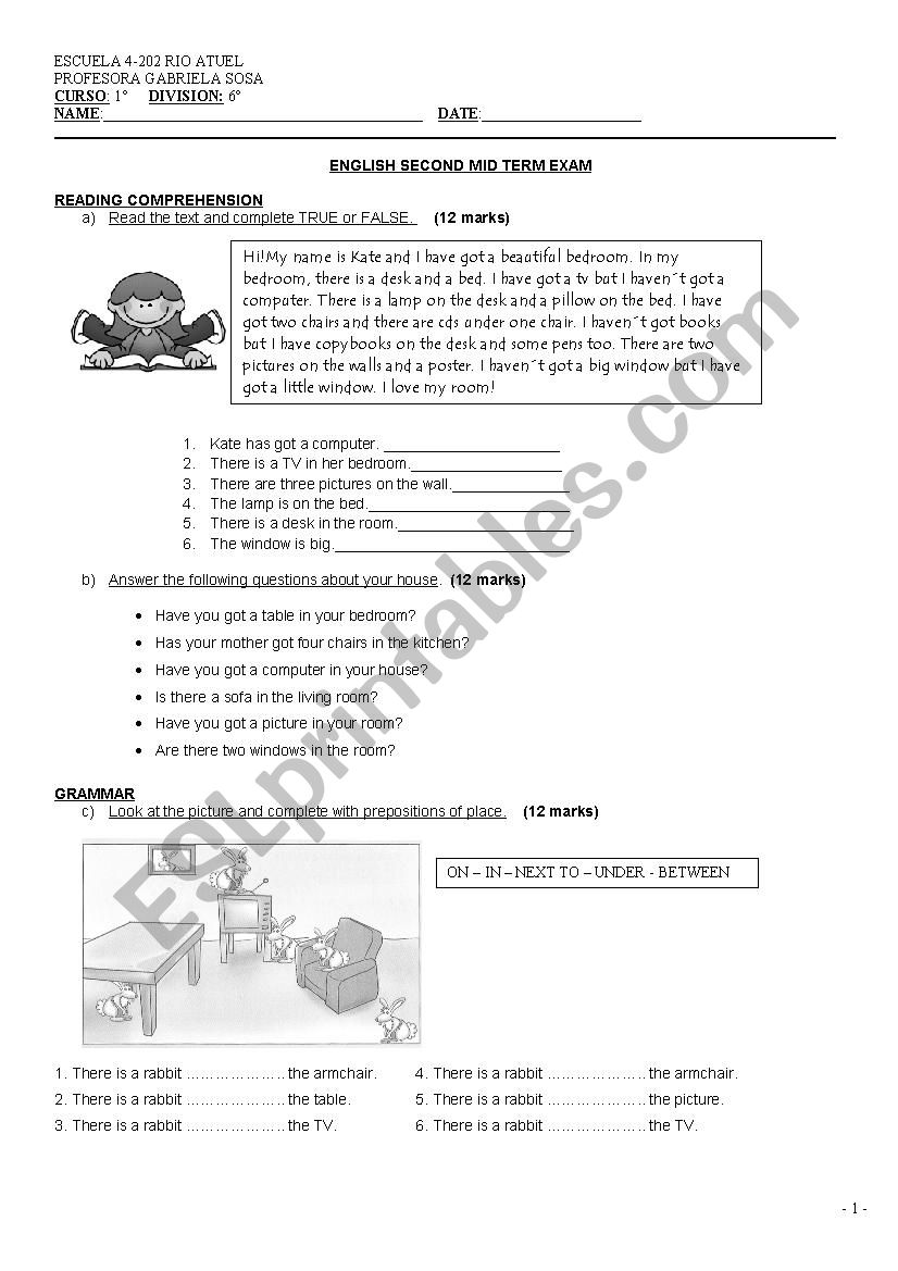 mid term exam worksheet