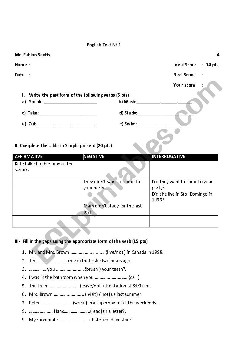 Simple Past Super worksheet! worksheet