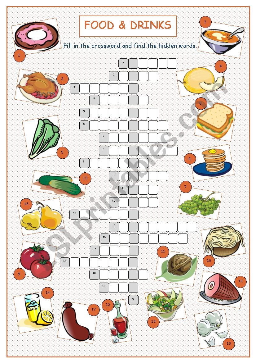 Food & Drinks Crossword Puzzle