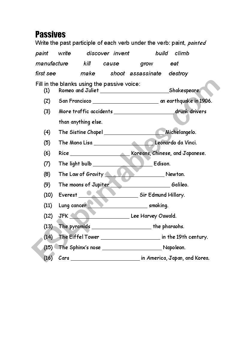 Passive voice worksheet